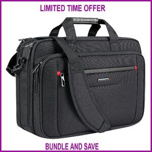 17.3 Inch Laptop Briefcase Expandable Water-Repellent Messenger Bag Travel